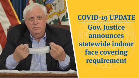 Covid 19 Update Gov Justice Announces Statewide Indoor Face Covering