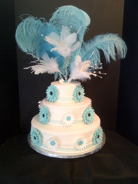 First Wedding Cake Turquoise Gerbera Daisy