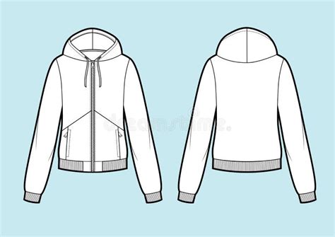 Vector Women S Hooded Sweatshirt With Zipper Back Front And Side View Stock Illustration