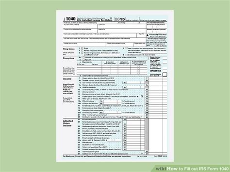 How To Fill Out Irs Form 1040 With Form Wikihow 1040 Form Printable