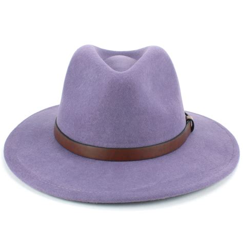 Fedora Hat Wool Felt Hawkins Feather Band Trilby Ladies Men Travel Brim