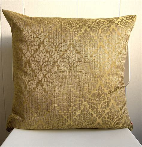 Sale Golden Gold Damask Decorative 19 Inches Pillow By Joom