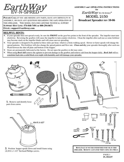 Earthway Ev N Spred Spreader Assembly And Operating Instructions Manual Manualslib