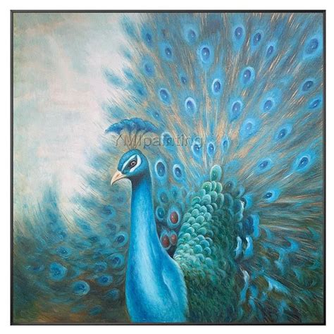Original Peacock Decor Canvas Art Paintings On Canvas Blue Etsy In