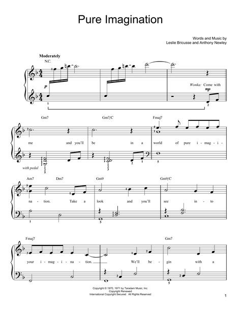 Pure Imagination From Willy Wonka And The Chocolate Factory Sheet Music