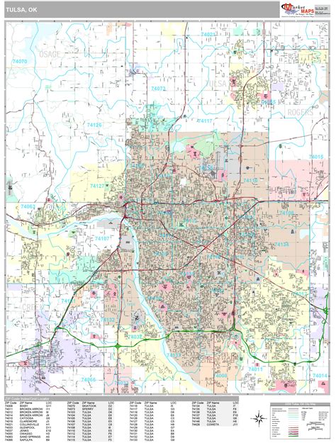 Tulsa Oklahoma Wall Map Premium Style By Marketmaps Mapsales