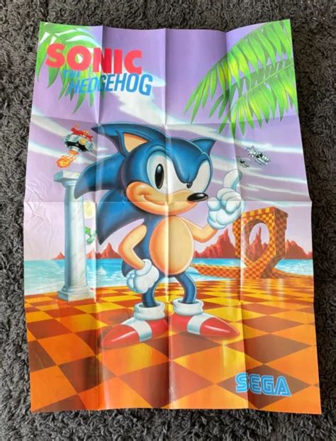 Sonic The Hedgehog Poster 1991 Sega Mega Drive Vintage Retro Gaming