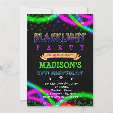 Black Light Party Invitation