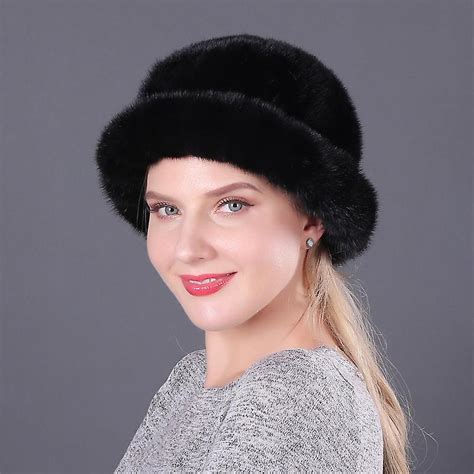 Evago Womens Genuine Mink Fur Roller Hat Cap With Mink Top Fruugo Cz