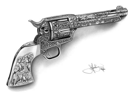 Colt Revolver Drawing Drawing By John Harding Fine Art America