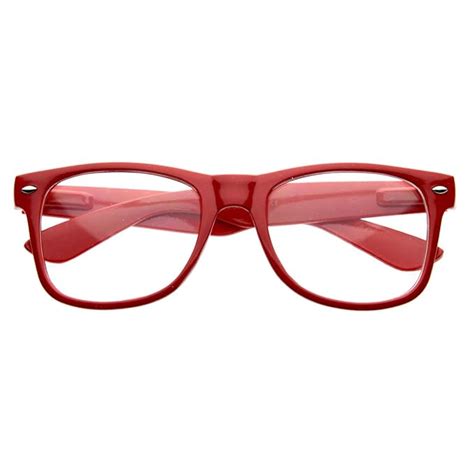 Buy Zerouv Standard Retro Clear Lens Nerd Geek Assorted Color Horn Rimmed Glasses Red At