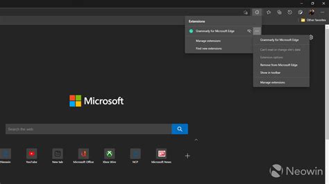 Microsoft Edge Is Getting A New Extensions Menu In The Toolbar Now Available For Insiders Neowin