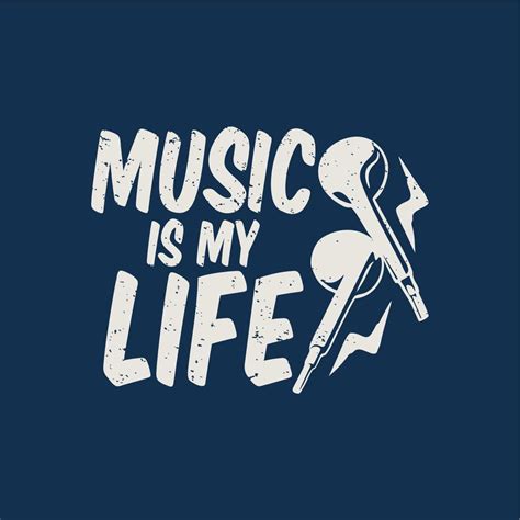 T Shirt Design Music Is My Life With Handsfree And Dark Blue Background