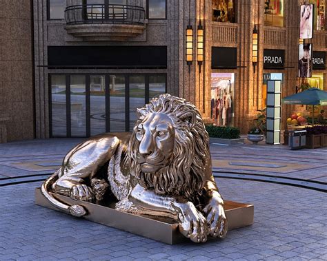 Large Outdoor Modern Garden Lying Bronze Sculpture Of Lion Statues