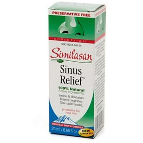 Similasan Sinus Relief Nasal Mist 068 Oz Pack Of 2