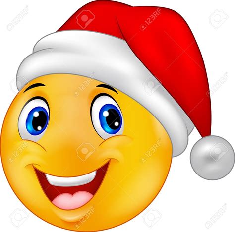 Cartoon Sonre R Emoticono Sonriente En Un Sombrero De Santa
