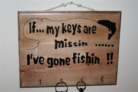 Fishing Key Rack Sign Funny Fishing Sign Etsy Fishing Signs
