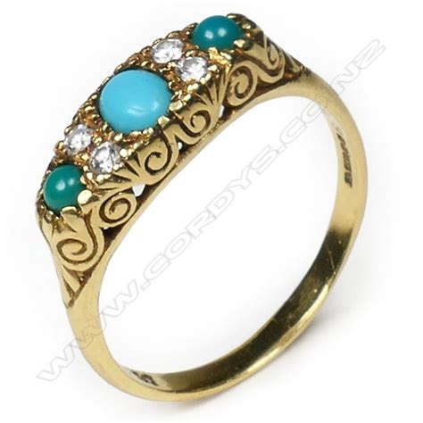 Turquoise And Diamond Gold Ring Rings Jewellery