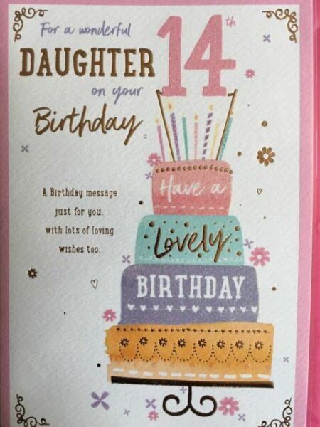 Icg Wonderful Daughter Age 14 14th Happy Birthday Card Cake Presents7145 For Sale Online Ebay