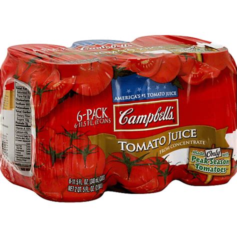 Campbells® Tomato Juice 115 Oz 6 Pack Vegetable And Tomato Jerry