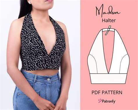 Pdf Halter Crop Top Sewing Pattern Digital Pattern Madison Halter Crop