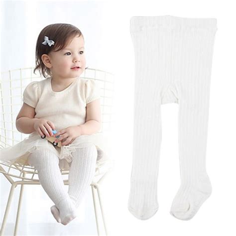 0 4y Kids Baby Girls Knitted Tights Slim Stocking White Pantyhose