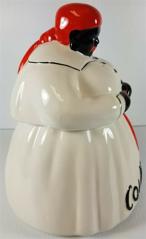 Mccoy Cookie Jar Black Americana Woman Classic White Dress With Red