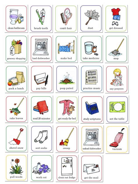 Free Printable Chore Chart Clip Art Chore Chart Kids Job Chart Kids