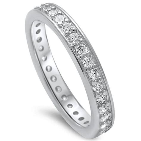 Ct Round Cz Eternity Band Sterling Silver Ring Sizes Ebay