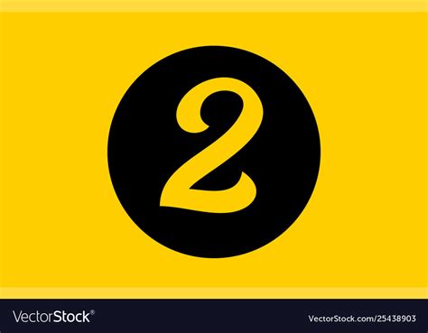 Yellow Number 2 Logo Icon Design With Black Circle
