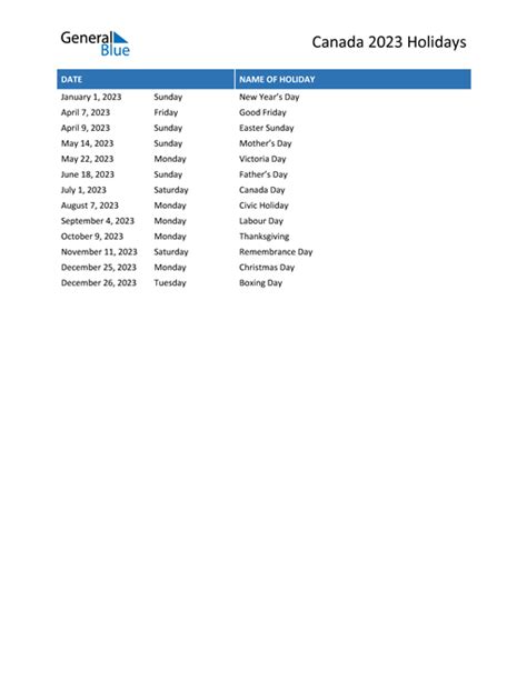 Canada Holidays 2023 In Pdf Word And Excel