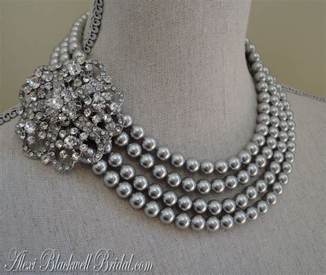 Gray Pearl Statement Necklace Set With By Alexiblackwellbridal