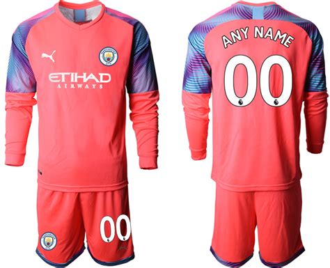2019 20 Manchester City Customized Pink Goalkeeper Long Sleeve Soccer