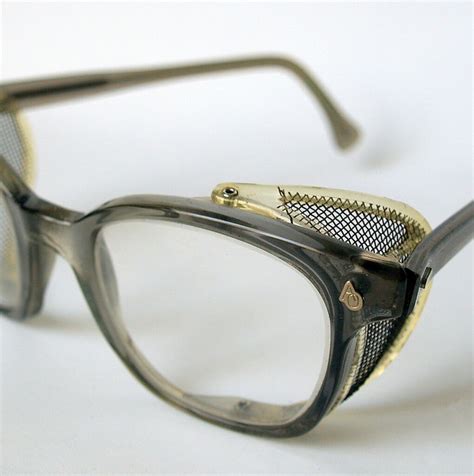 1950s Cool Safety Eyeglasses Vintage American Optical Industrial Blue Collar Metal Mesh Side
