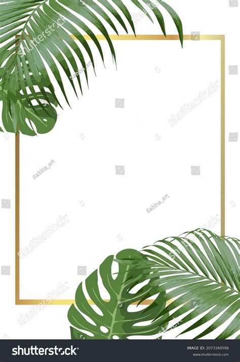 Gold Frame Tropical Leaves Background Vector Stock Vector Royalty Free