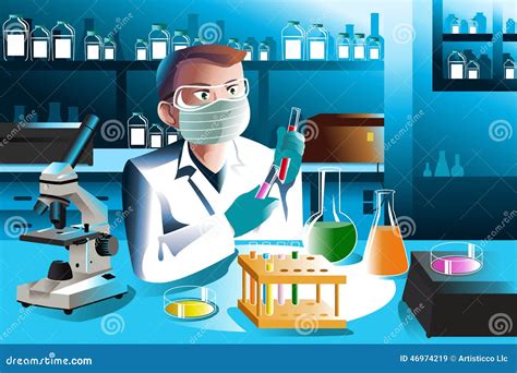 Scientist Working In Laboratory Stock Vector Image