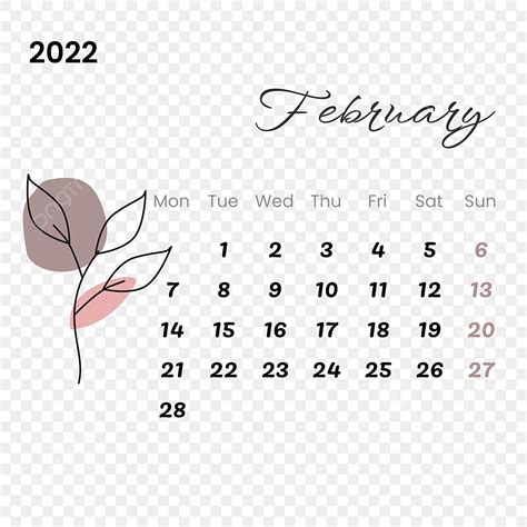 Gambar Kalendar Februari 2022 Dengan Bunga Minimalis Februari