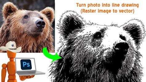 Turn Photograph Into Line Drawing Raster Image To Vector Photoshop