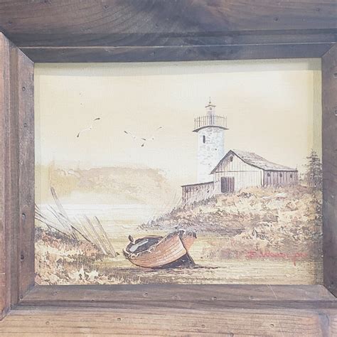Oil Canvas Paintings By Everett Woodson Lighthouse Near The Coast 8x10