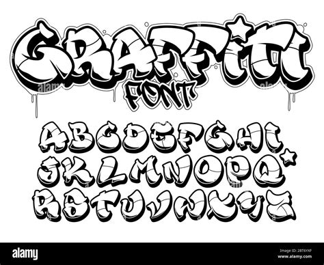 Vector Font In Old School Graffiti Style Capital Letters Alphabet