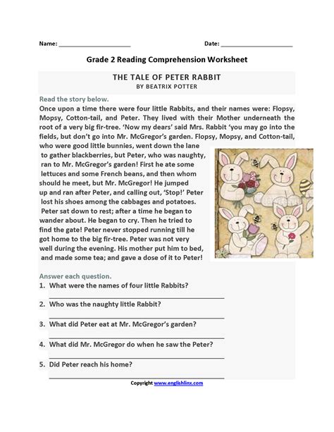 Printable Comprehension Worksheets For Grade 2 Grade 2 Reading