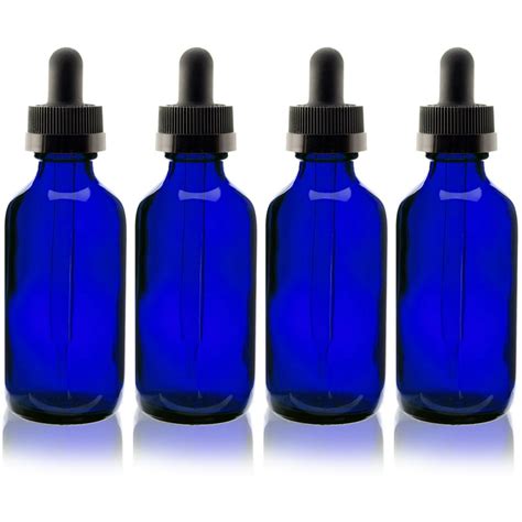 Cobalt Blue 1oz Dropper Bottle 30ml Pack Of 4 Glass Tincture Bottles With Eye Droppers For