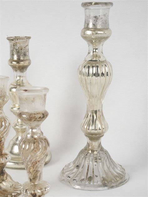 Set Of Antique French Mercury Glass Candlesticks Chez Pluie