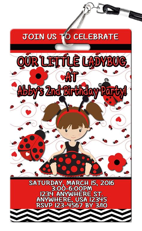 Ladybug Birthday Invitations Pvc Invites Vip Birthday Invitations