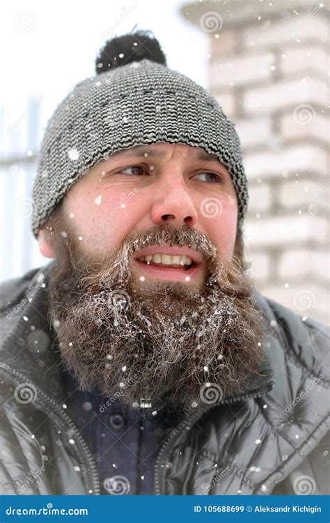 Bearded Man Ice Snow Winter Stock Image Image Of Mustache Alps 105688699
