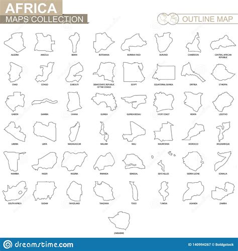 Outline Maps Of African Countries Collection Stock Vector