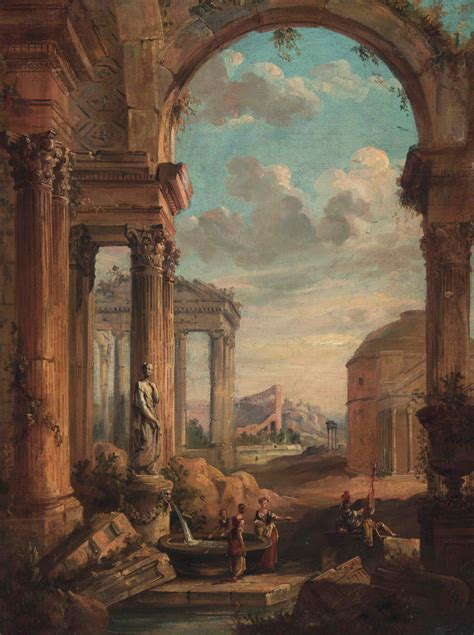 Follower Of Giovanni Paolo Panini A Capriccio Of The Pantheon And