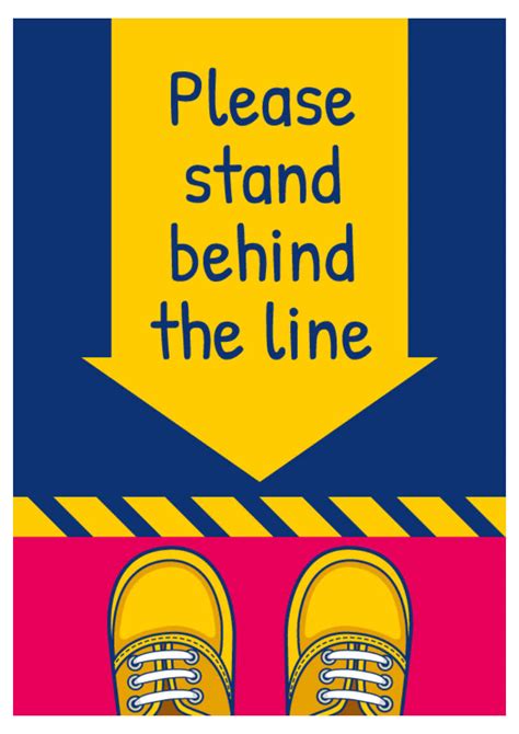 Please Stand Behind the Line Sign for Schools Kids