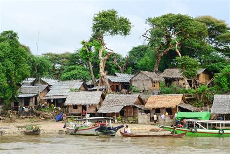 Typical Village Scene Of Local Burmese Editorial Photography Image