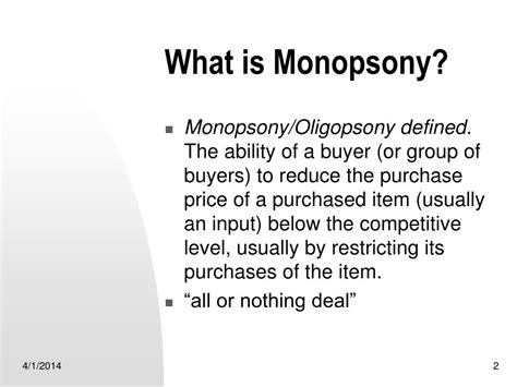 Ppt Monopsony Powerpoint Presentation Free Download Id540675